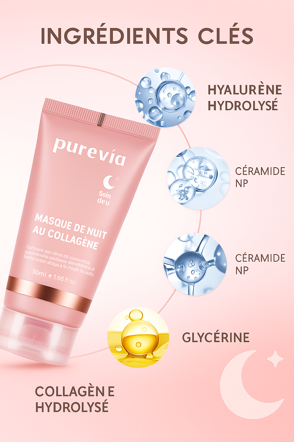 Premium Masque facial décollable au collagène nourrit la peau brillante
