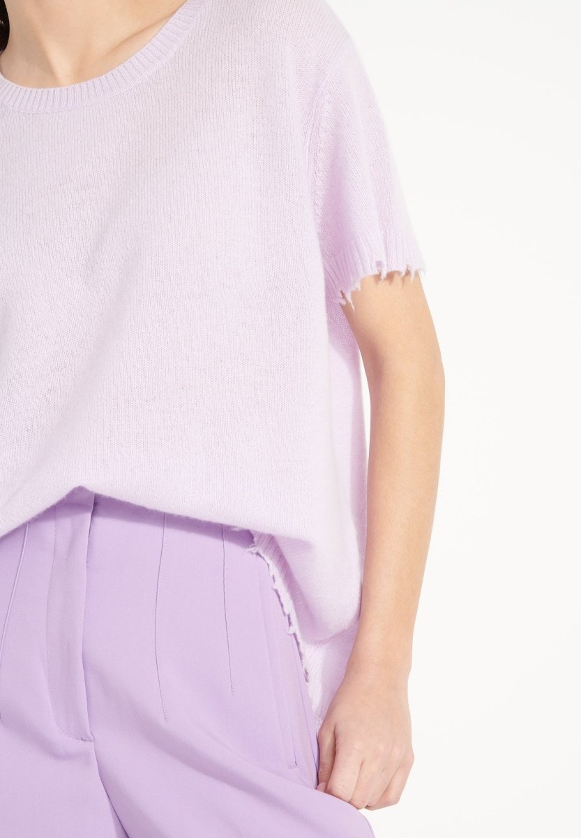 T-shirt col rond cachemire lilas femme - AVA 6-3